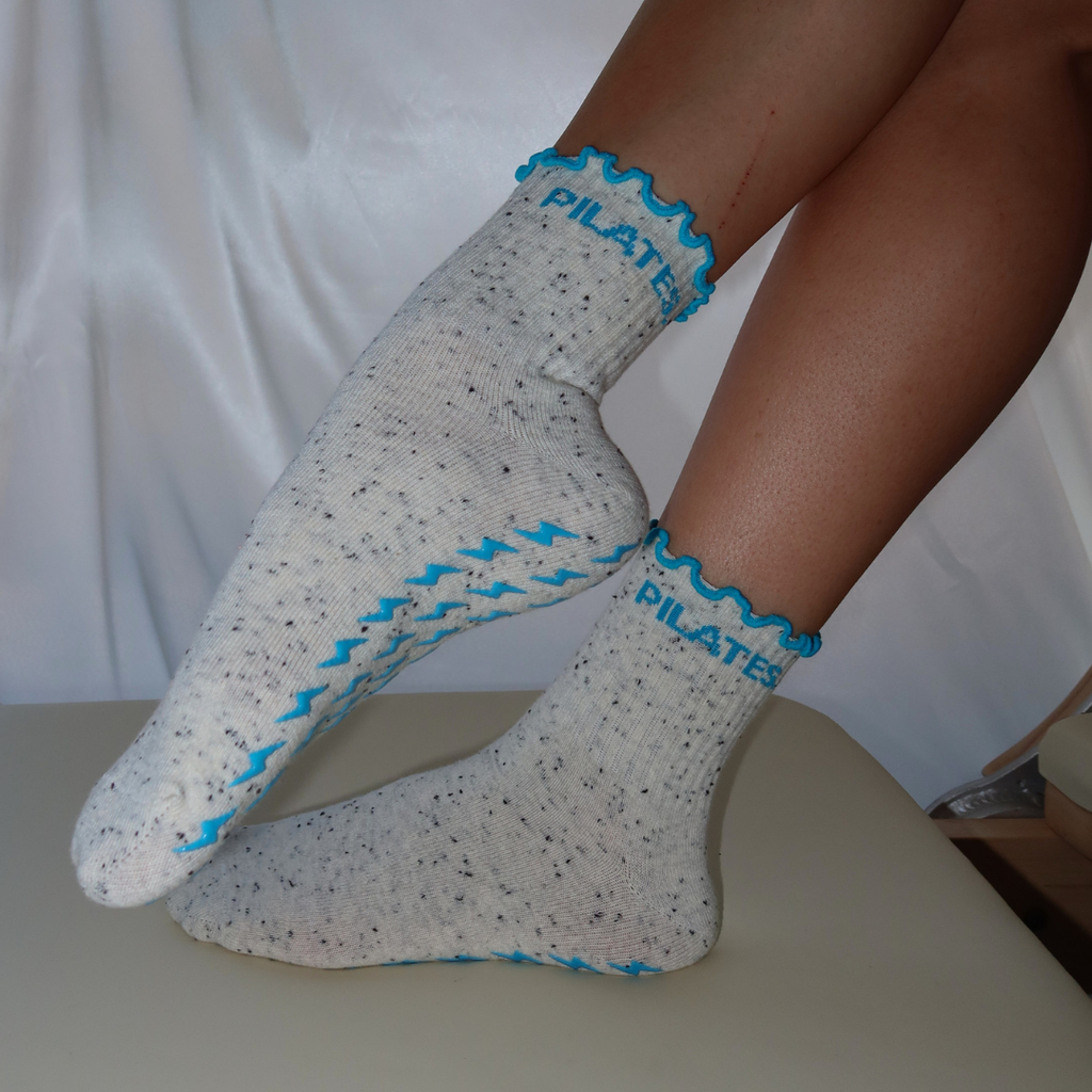 Turquoise Ruffle Pilates Socks